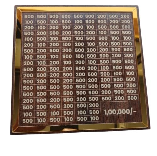 Piggy Bank Wooden – Vertical Design ₹1,00,000 Savings Challenge Money Box (Gold/Brown)