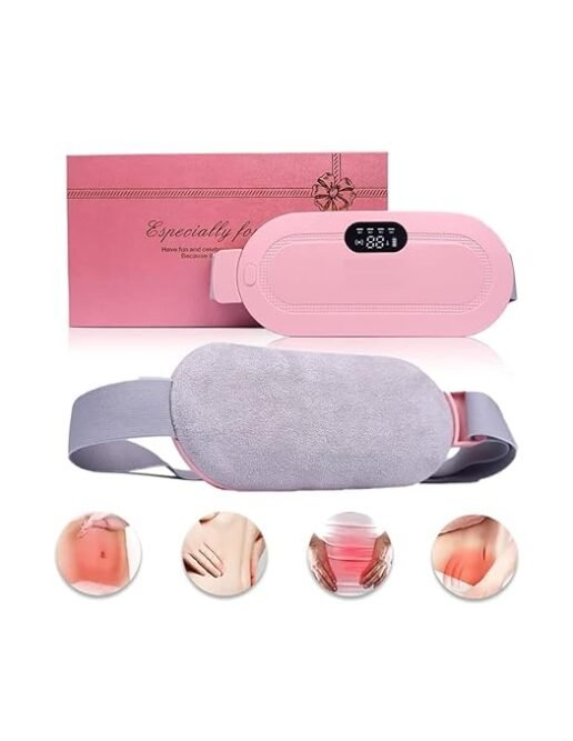 Ella Period Cramp Relief Massager & Cordless Heating Pad – 3 Heat Levels & 4 Massage Modes (Pink)