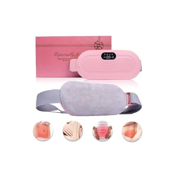 Ella Period Cramp Relief Massager & Cordless Heating Pad – 3 Heat Levels & 4 Massage Modes (Pink)