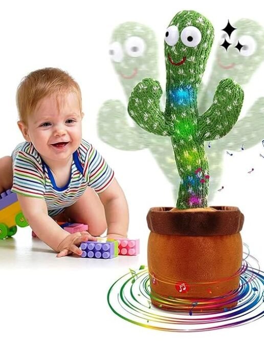 SDF Talking & Dancing Cactus Toy with Music, Recording & Lights – Green