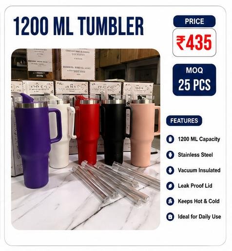 1200ML Vacuum Insulated Stainless Steel Tumbler – Premium Travel Mug