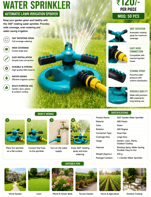 360° Garden Water Sprinkler – Automatic Lawn Irrigation Sprayer