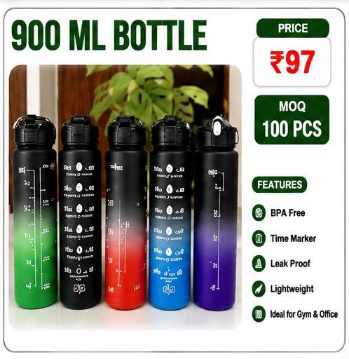 900ML Motivational Water Bottle – BPA Free Leak Proof Sports Bottle