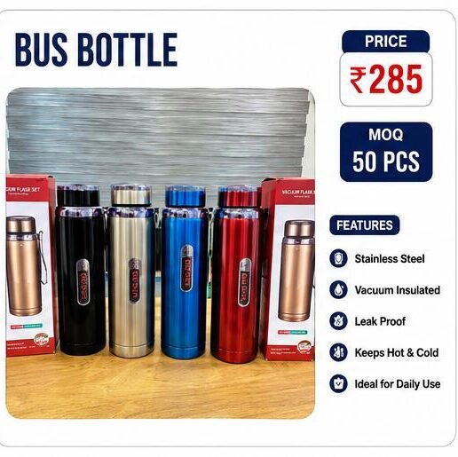 Bus Vacuum Insulated Bottle – Stainless Steel Hot & Cold Bottle