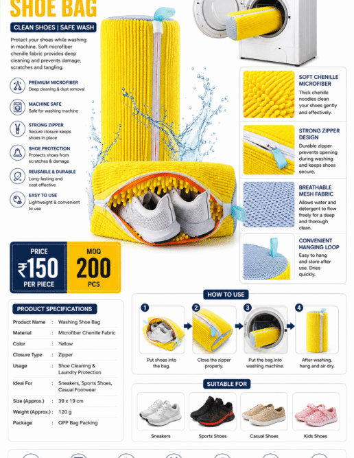 Reusable Washing Shoe Bag – Mesh Laundry Shoe Cleaning Bag with Zipper