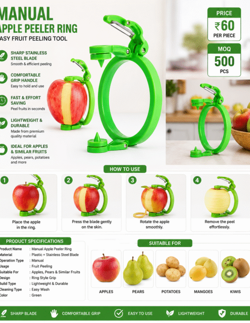 Manual Apple Peeler Ring – Easy Fruit Peeling Tool