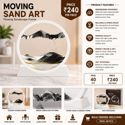 Modern Moving Sand Art Table Decor – Round Flowing Sandscape Frame