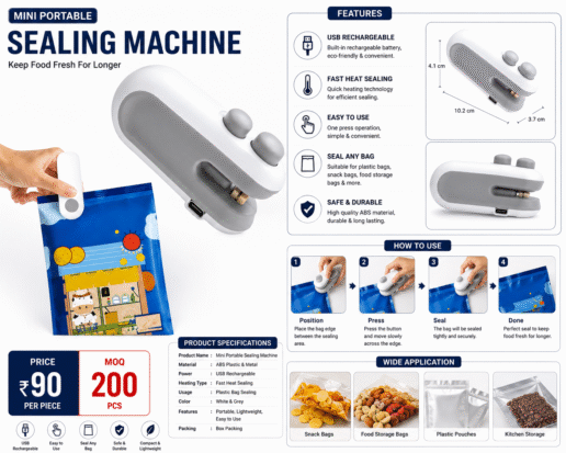 Mini Portable Bag Sealing Machine – USB Rechargeable Heat Sealer