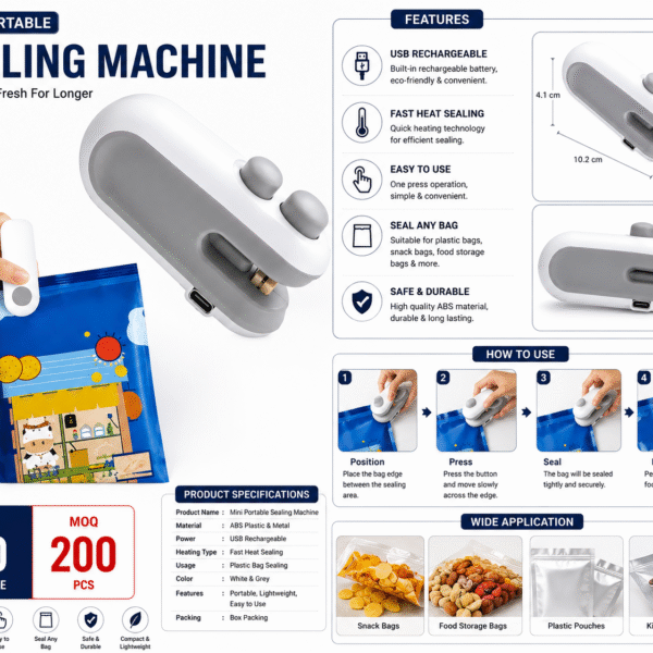 Mini Portable Bag Sealing Machine – USB Rechargeable Heat Sealer