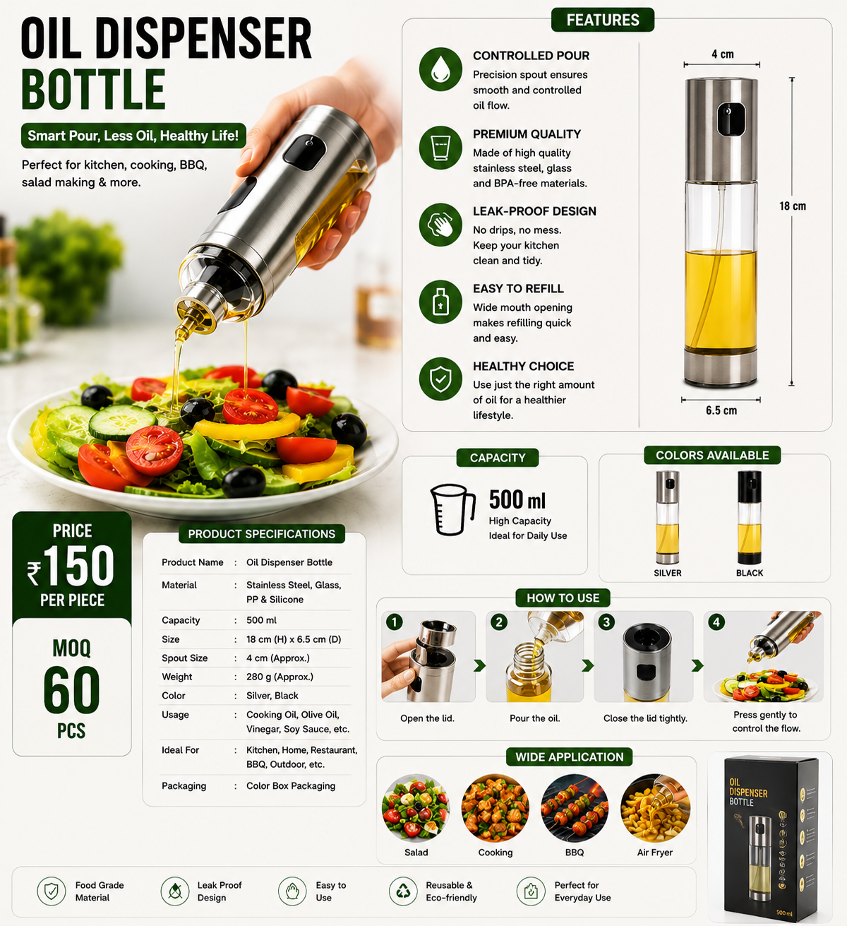 ChatGPT Image May 17, 2026, 12_56_03 AM Premium Oil Dispenser Bottle – Leak Proof Kitchen Oil Sprayer & Pourer (500ml) - Image 1