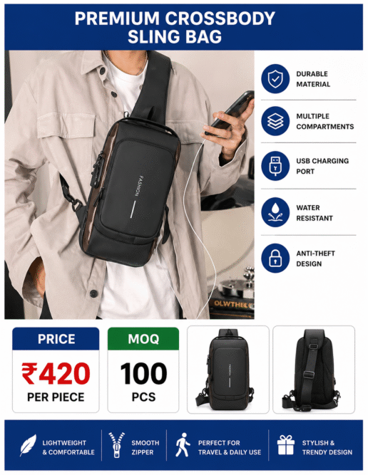 ChatGPT Image May 27, 2026, 01_43_10 PM 10.No chest bag Premium Crossbody Sling Bag – USB Charging Travel Chest Bag - Image 1