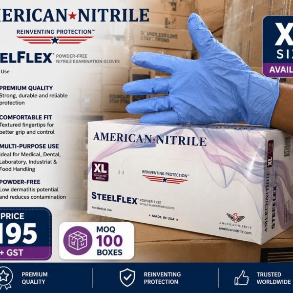 American Nitrile Steelflex Powder-Free Nitrile Examination Gloves – XL Size