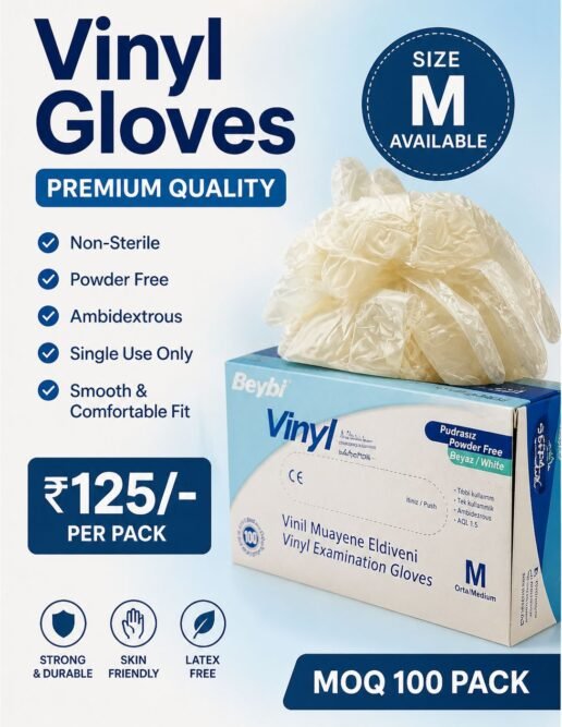 Beybi Vinyl Examination Gloves – Powder Free Disposable Gloves