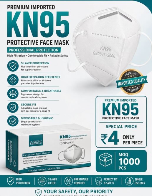Premium Imported KN95 Protective Face Mask – 5 Layer High Filtration Mask