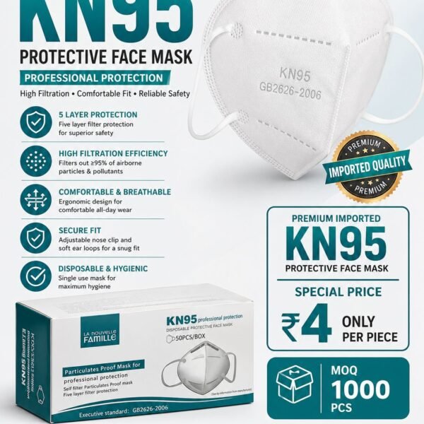 Premium Imported KN95 Protective Face Mask – 5 Layer High Filtration Mask