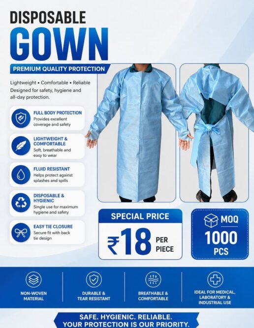 Disposable Medical Isolation Gown – Non-Woven Protective Safety Gown