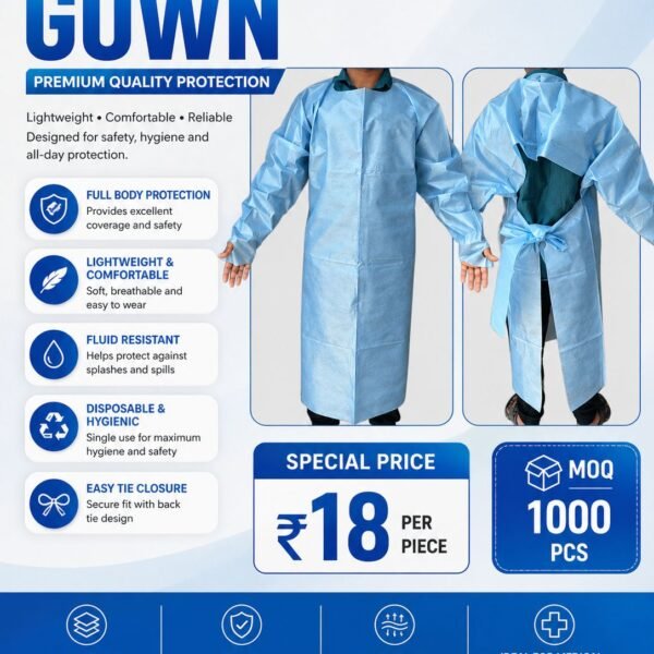 Disposable Medical Isolation Gown – Non-Woven Protective Safety Gown