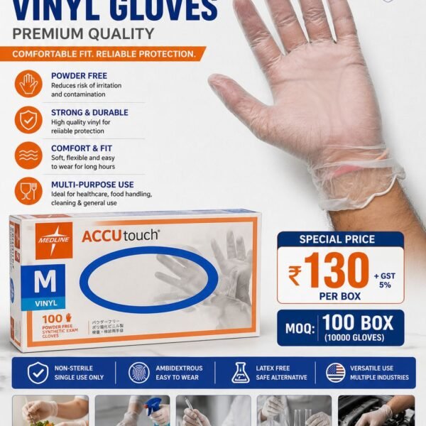 Medline ACCUtouch Vinyl Gloves – Powder Free Synthetic Exam Gloves