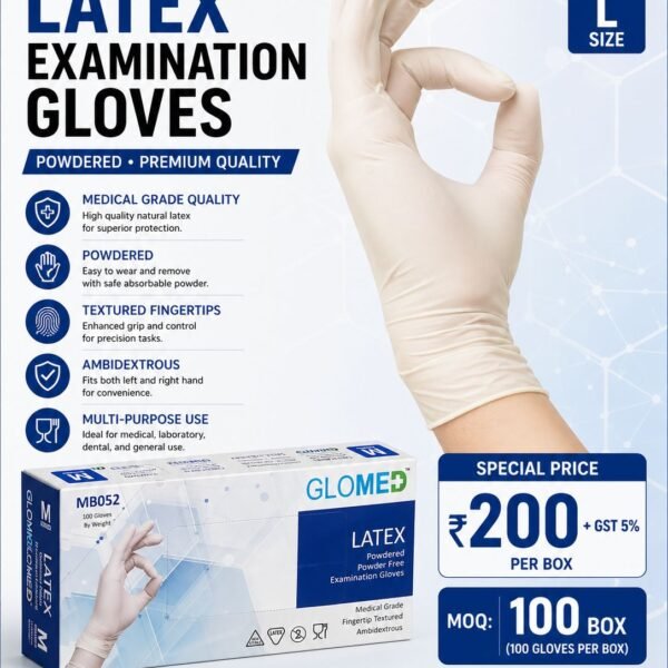 GLOMED Latex Examination Gloves – Medical Grade Powdered Gloves