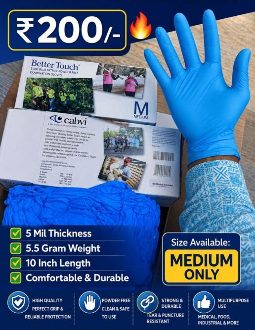 Better Touch Premium Nitrile Examination Gloves – Powder Free Disposable Gloves