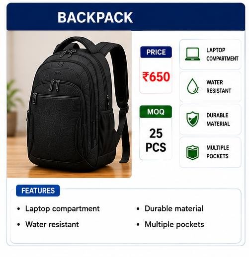 Water Resistant Laptop Backpack – Multi Pocket Travel & Office Bag