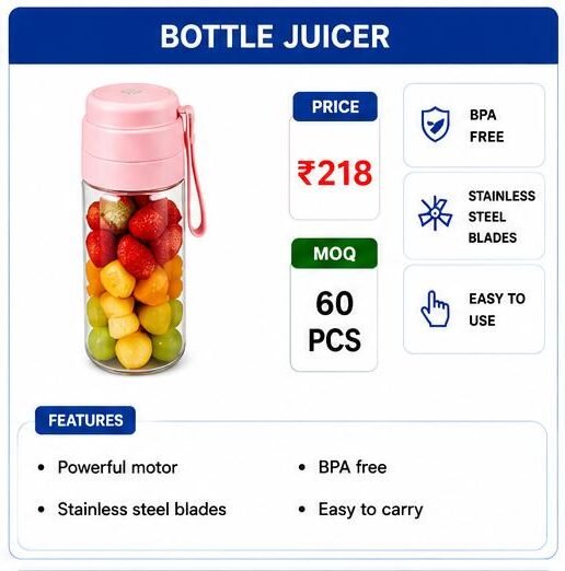 Portable Bottle Juicer – BPA Free USB Rechargeable Blender Bottle