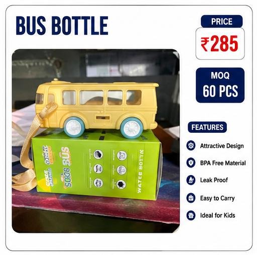 Kids Bus Water Bottle – BPA Free Leak Proof School Bottle