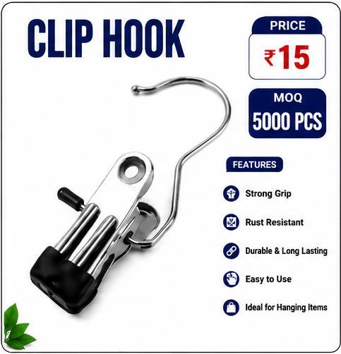 Heavy Duty Metal Clip Hook – Rust Resistant Multipurpose Hanging Clip