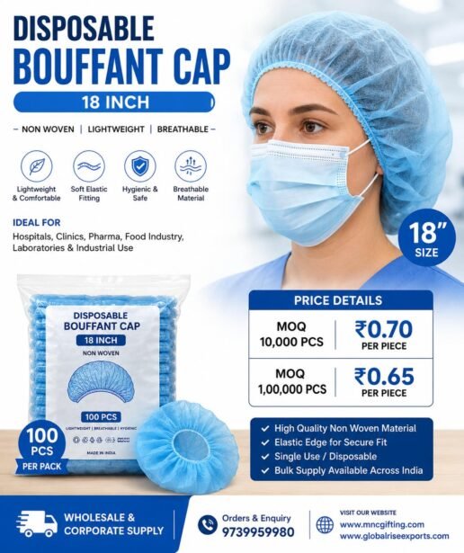 Disposable Bouffant Cap 18 Inch – Non Woven Surgical Hair Cap