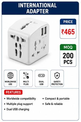 International Universal Travel Adapter – Multi Plug Dual USB Charger