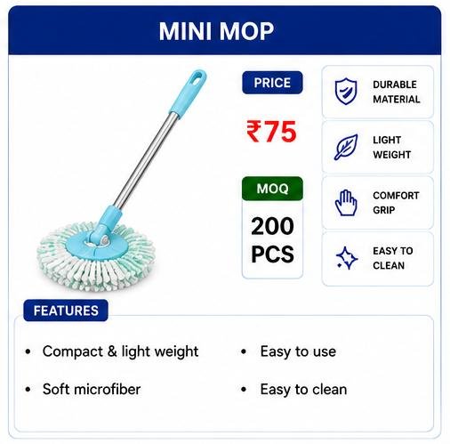 Mini Microfiber Mop – Compact Floor & Surface Cleaning Mop