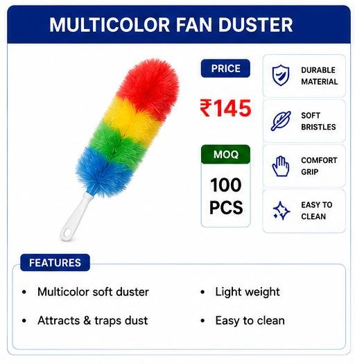 Multicolor Fan Duster – Soft Microfiber Dust Cleaning Brush