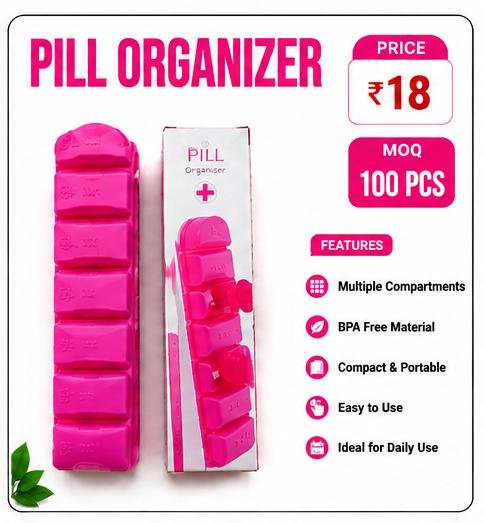 Weekly Pill Organizer Box – BPA Free Portable Medicine Storage Case