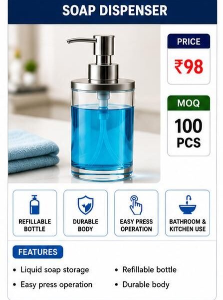 Refillable Liquid Soap Dispenser – Premium Bathroom & Kitchen Pump Bottle