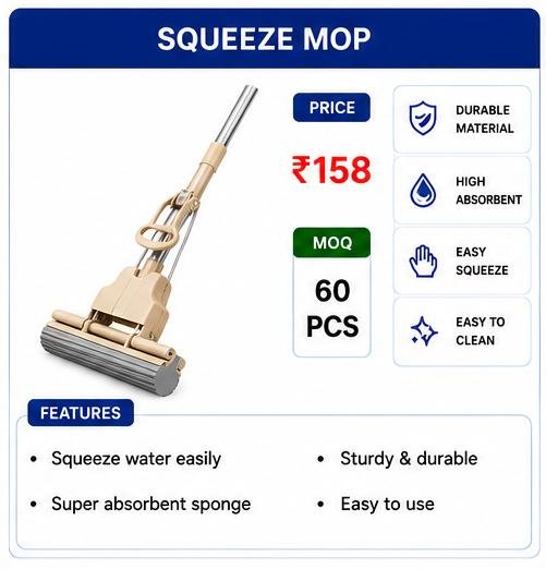 Squeeze Mop – Super Absorbent Floor Cleaning Sponge Mop