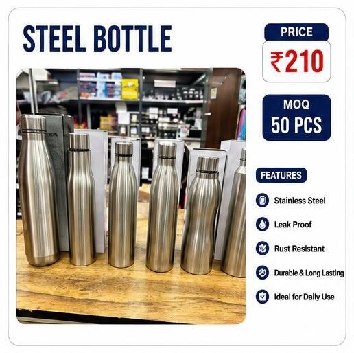 Stainless Steel Water Bottle – Leak Proof Durable Steel Bottle