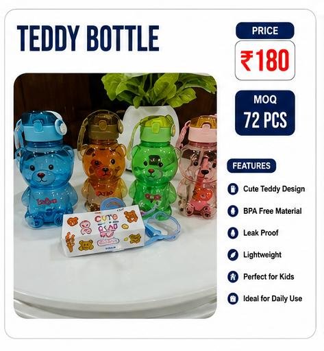 Teddy Bear Water Bottle – BPA Free Leak Proof Kids Bottle