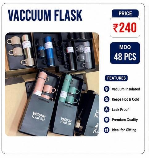 Vacuum Flask Gift Set – Insulated Flask with Cups