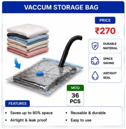 Vacuum Storage Bag – Airtight Space Saving Clothes Organizer