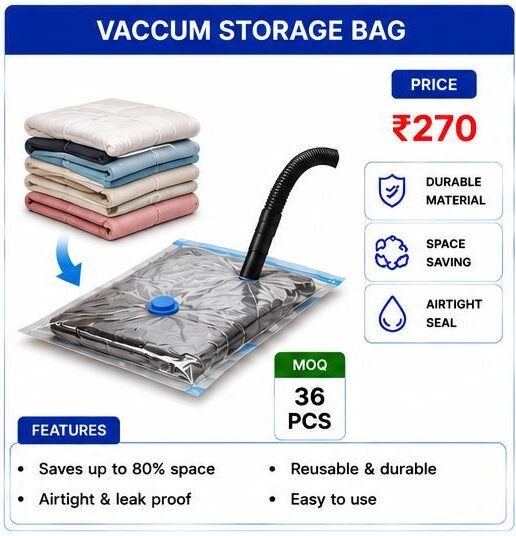 Vacuum Storage Bag – Airtight Space Saving Clothes Organizer