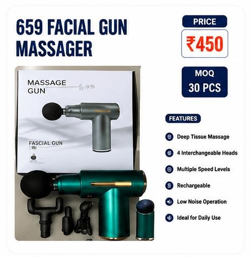 659 Facial Gun Massager – Premium Deep Tissue Massage Gun (4 Heads)