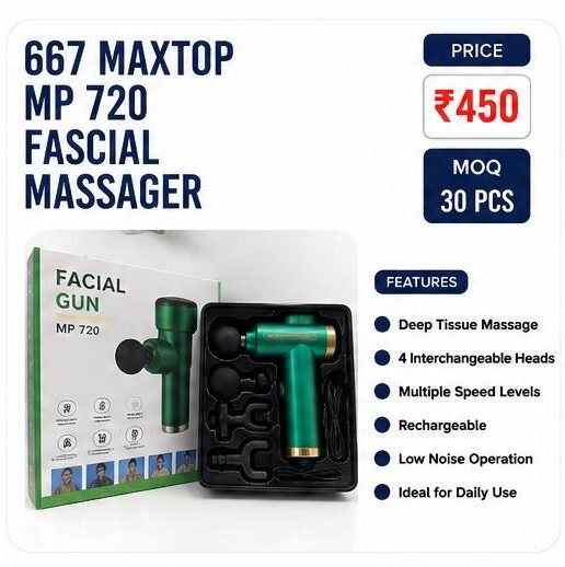 667 Maxtop MP 720 Facial Gun Massager – Rechargeable Deep Tissue Massage Gun (4 Heads)