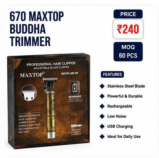 670 Maxtop Buddha Trimmer – Professional Rechargeable Hair Clipper