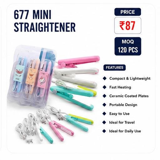 677 Mini Hair Straightener – Portable Ceramic Hair Straightening Iron