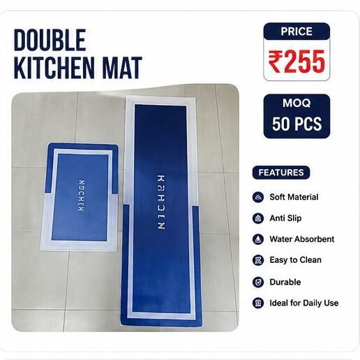 Double Kitchen Mat Set – Anti-Slip Water Absorbent Floor Mat