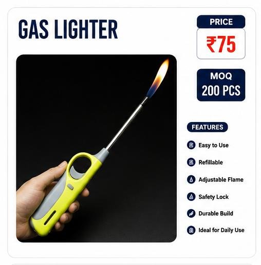 Gas Lighter – Refillable Adjustable Flame Kitchen Lighter