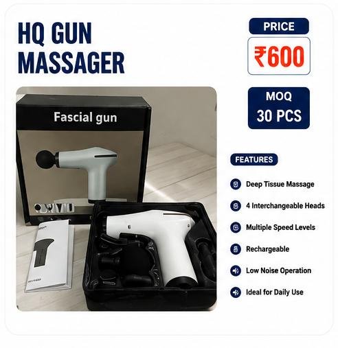 HQ Gun Massager – Professional Deep Tissue Massage Gun (4 Heads)
