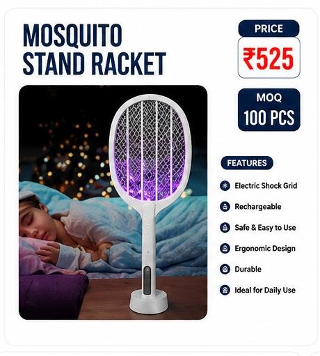 Mosquito Stand Racket – Rechargeable Electric Mosquito Killer